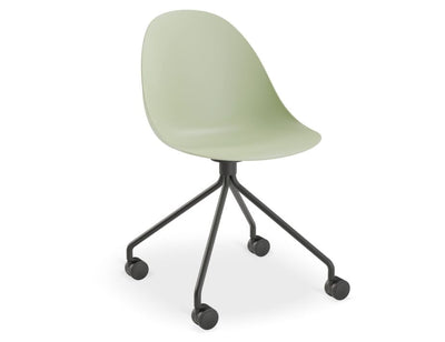 Pebble Chair Mint Green with Shell Seat - Pyramid Fixed Base with Castors - Black