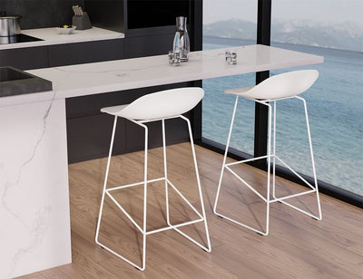Pop Stool - White Frame and Shell Seat - 75cm Commercial Bar Height