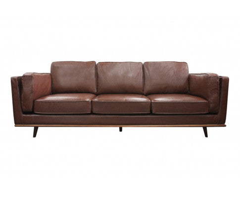 3 Seater Faux Sofa Brown Lounge Set for Living Room Couch with Wooden Frame