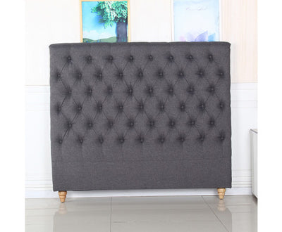 Bed Head Double Size French Provincial Headboard Upholsterd Fabric Charcoal