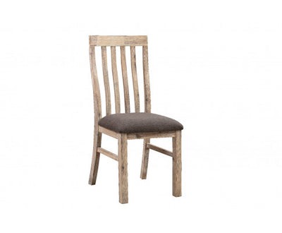 2x Wooden Frame Leatherette in Solid Acacia Wood & Veneer Dining Chairs in Oak Colour