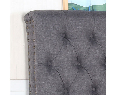 Bed Head Double Size French Provincial Headboard Upholsterd Fabric Charcoal