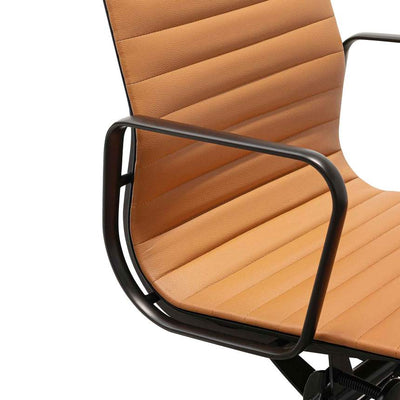 Low Back Office Chair - Saddle Tan in Black Frame