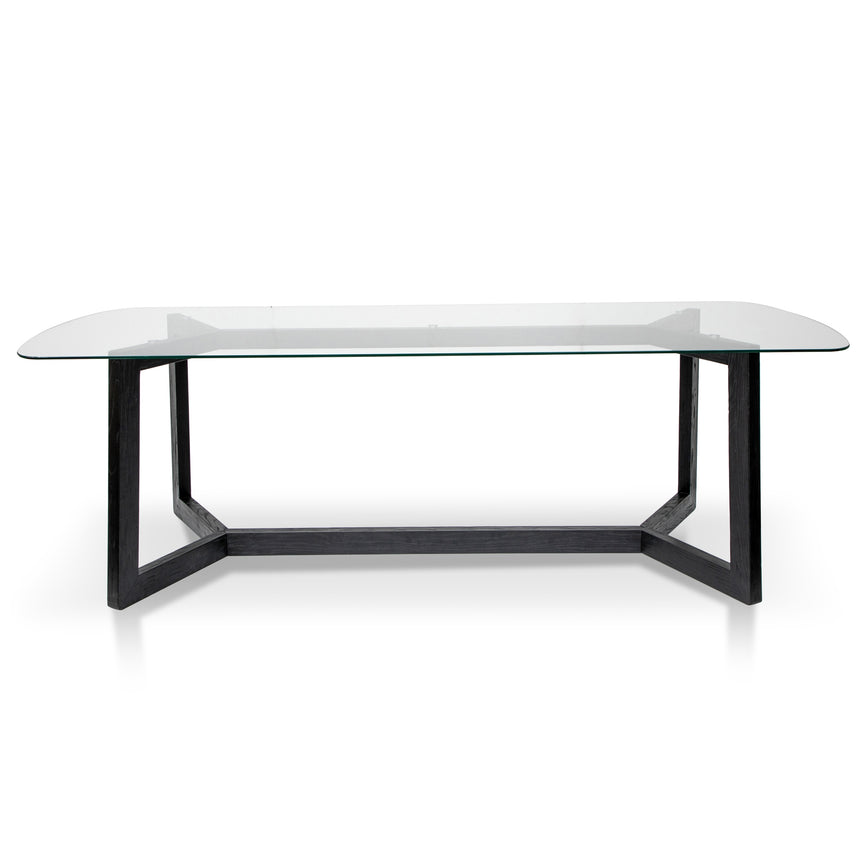 2.4m Dining Table - Glass Top with Black Base