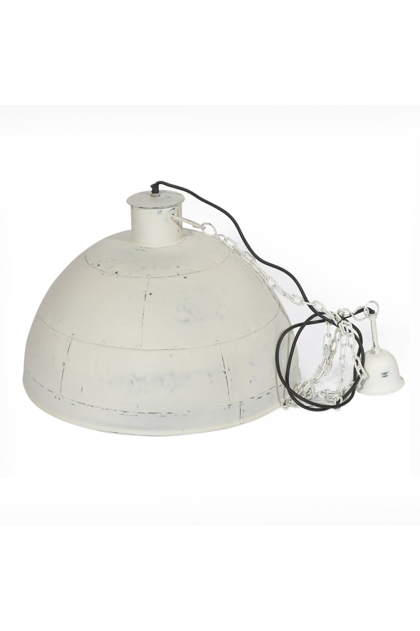 Granada Medium - Vintage White - Iron Riveted Dome Pendant Light - House of Isabella AU