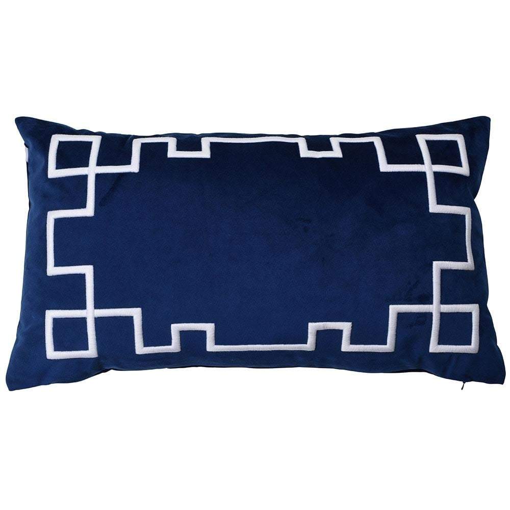 Palm Springs Navy Rect. Cushion Cover with Feather Insert - House of Isabella AU