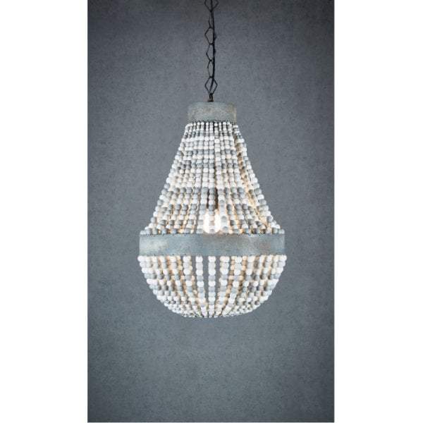 Kasbah oval white beaded hanging lamp - House of Isabella AU