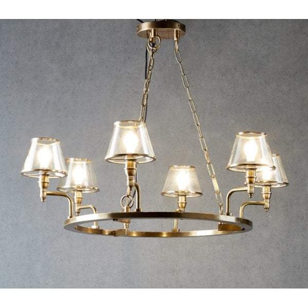 Sienna glass chandelier 6 arms in brass - House of Isabella AU