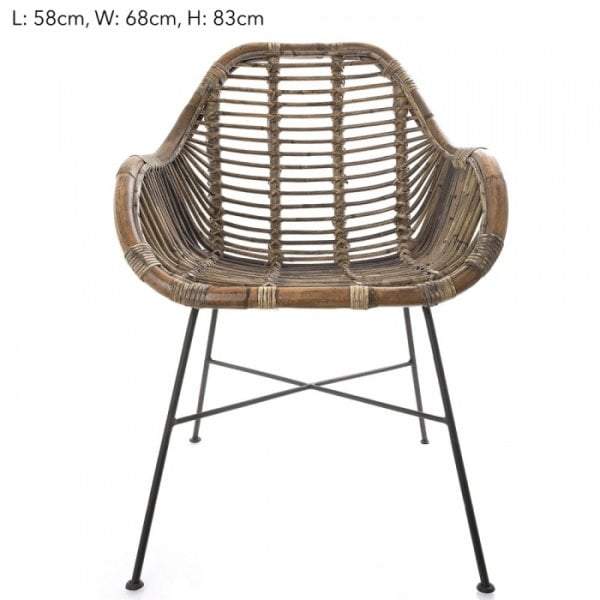 Rattan Chair Iron Grey 58x68x83 - House of Isabella AU