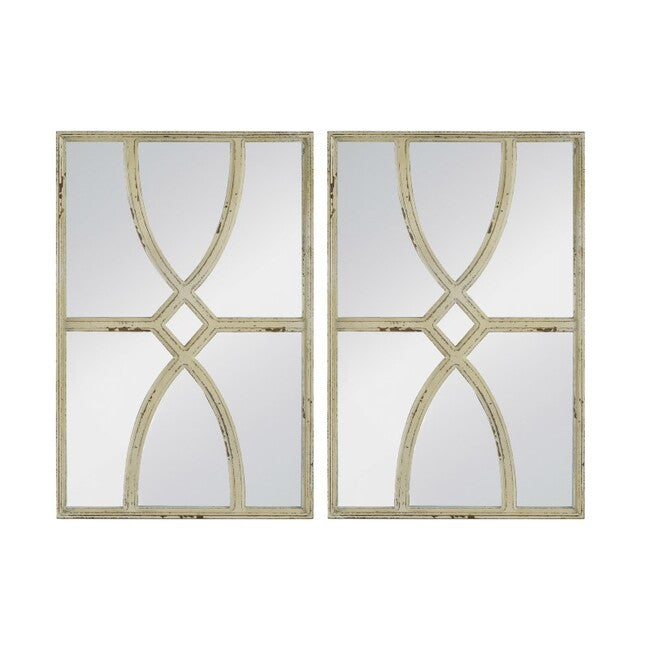 Set of 2 Shabby Chic Carved Wall Mirrors