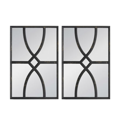 Set of 2 Black Carved Wall Mirrors