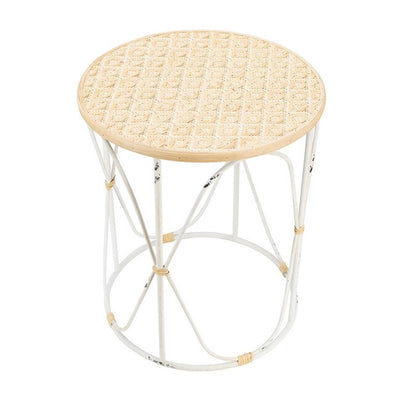 Set of 2 Bamboo Weave/Iron Side Tables