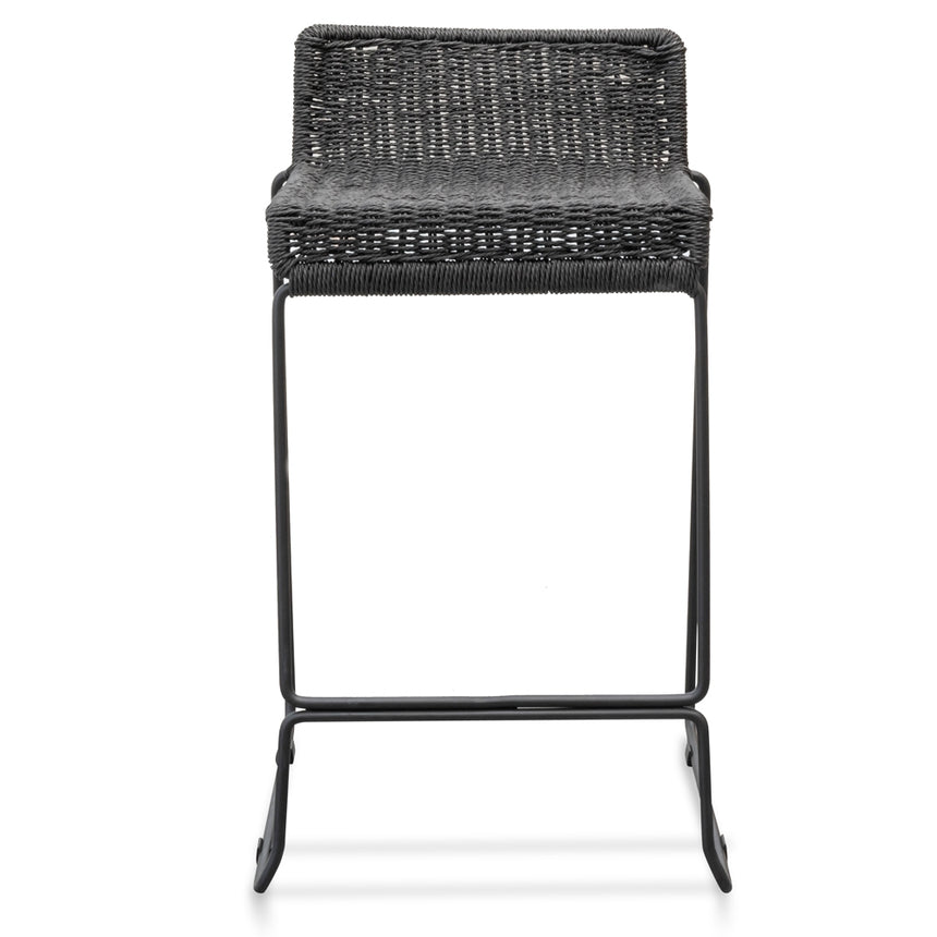 65cm Bar Stool - Black Cord Seat - Black Frame
