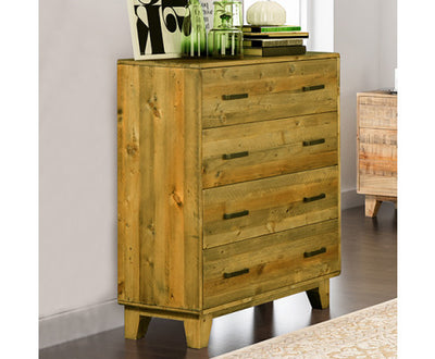 Tallboy with 4 Storage Drawers in Wooden Light Brown Colour