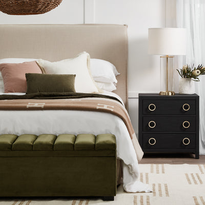 Astley Upholstered Bedside Table - Charcoal