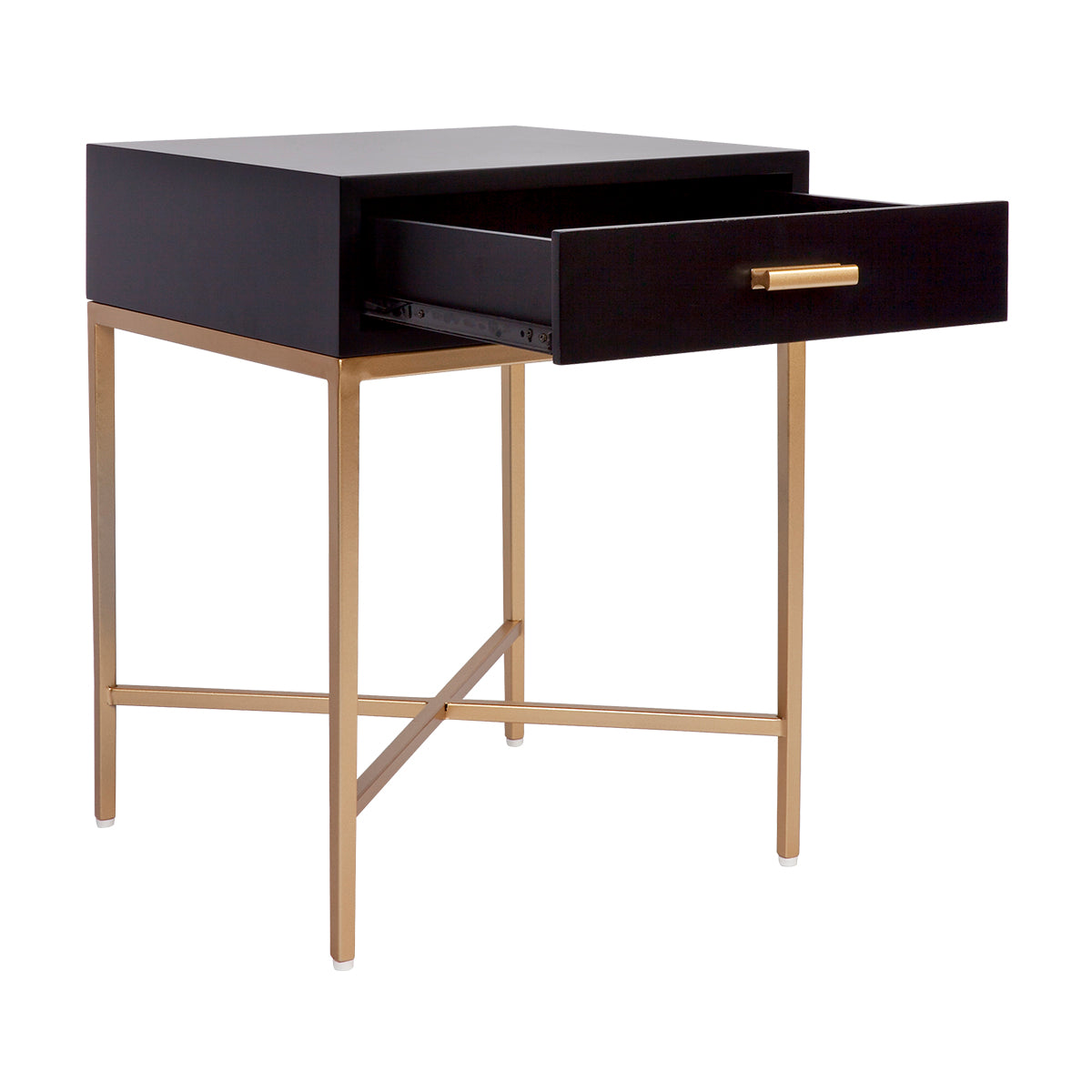 Nessa Black Bedside Table Gold House of Isabella AU
