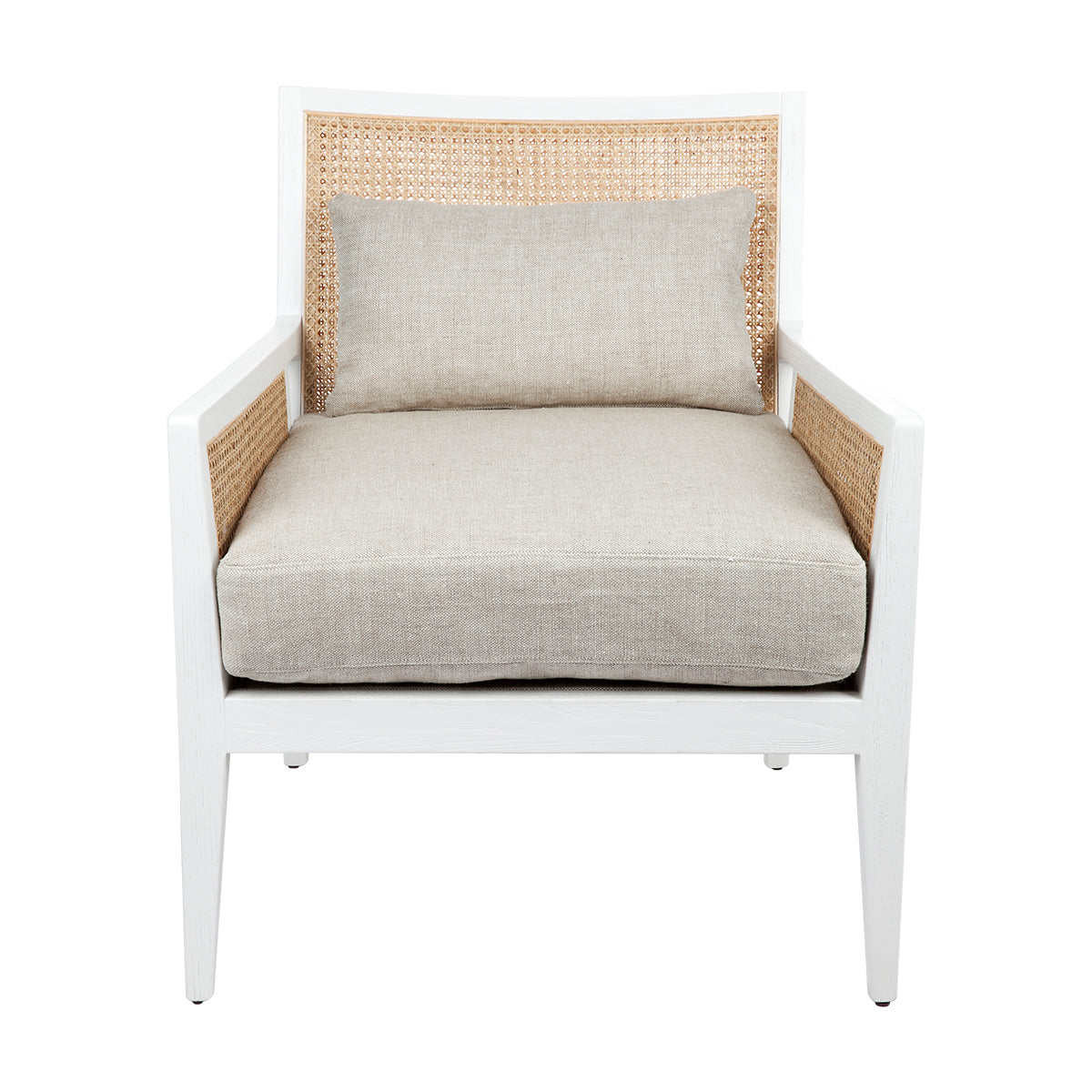 Kane White Rattan Arm Chair - Natural Linen