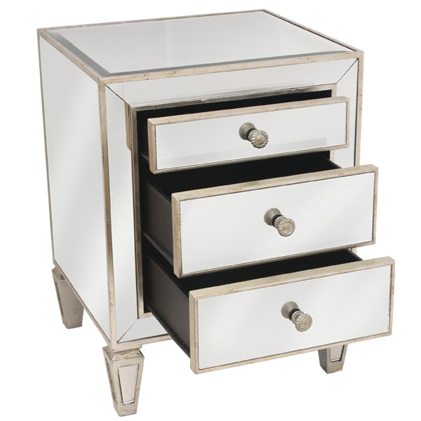 Mirrored 3 Drawer Bedside Antique Seamless