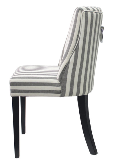 Ophelia Dining Chair Black & White Narrow Stripe with ring
