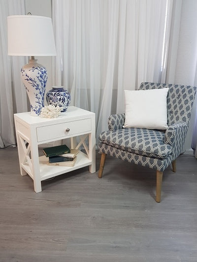 Catalina Crossed White Bedside/Side Table