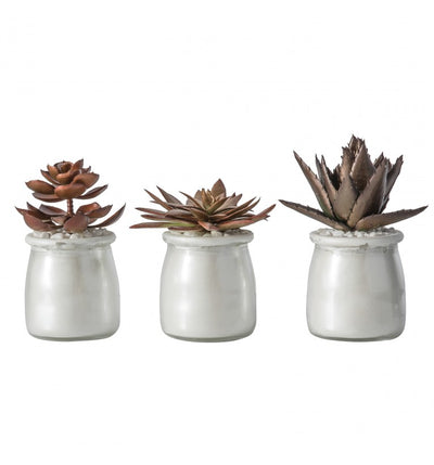Artificial Potted Succulent Metallic Set of 3
