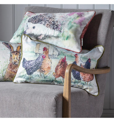 Chickens Watercolour Cushion