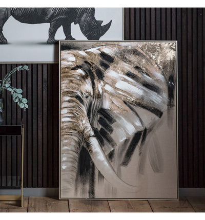 Wondering Elephant Abstract Framed Canvas