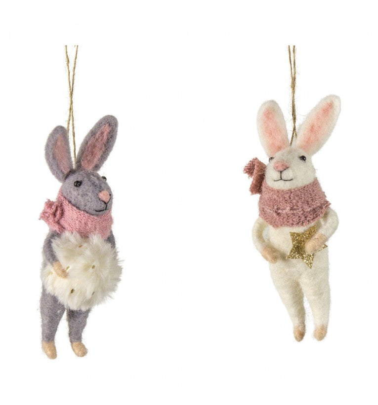 Winter Hares Grey and Rose Set of 2