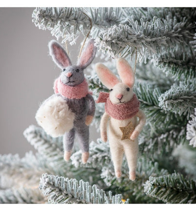 Winter Hares Grey and Rose Set of 2