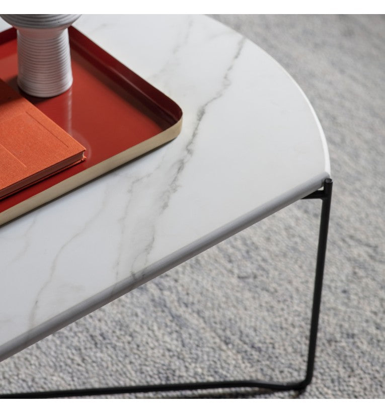 Linford Coffee Table White Marble 1000x520x350mm