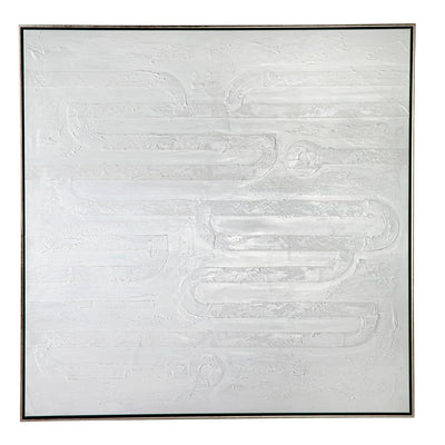Clean Lines Oil On Canvas Painting - White