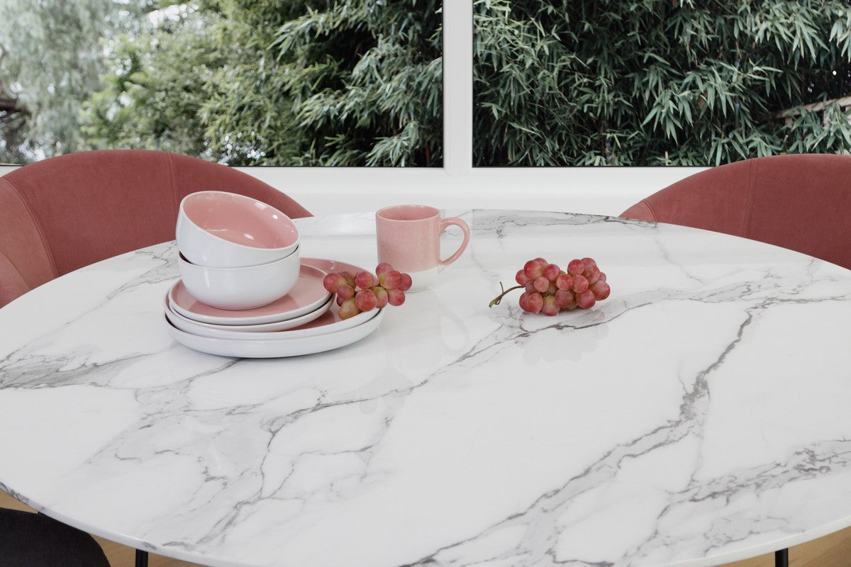 Tilly Dining Table Marble Effect White Sevella White Coloumn