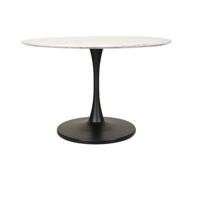 Tilly Dining Table Marble Effect White Sevella Black Coloumn