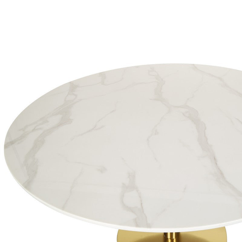Indie Large Dining Table Marble Effect White Agaria