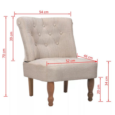 vidaXL French Chairs 2 pcs Cream Fabric - House of Isabella AU