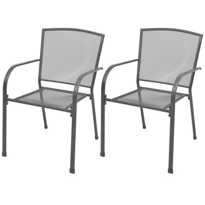 vidaXL Stackable Garden Chairs 2 pcs Steel Grey - House of Isabella AU