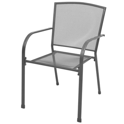 vidaXL Stackable Garden Chairs 2 pcs Steel Grey - House of Isabella AU