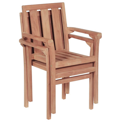 Stackable Garden Chairs 2 pcs Solid Teak Wood