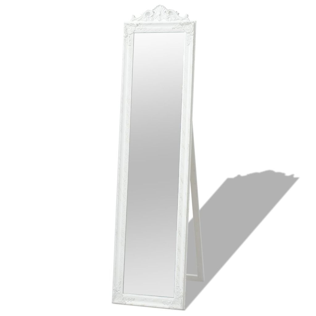 vidaXL Free-Standing Mirror Baroque Style 160x40 cm White - House of Isabella AU
