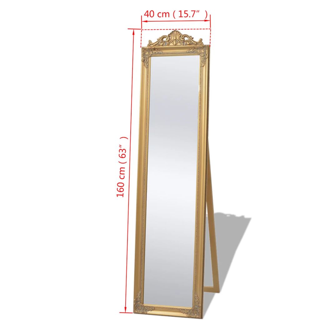 vidaXL Free-Standing Mirror Baroque Style 160x40 cm Gold - House of Isabella AU