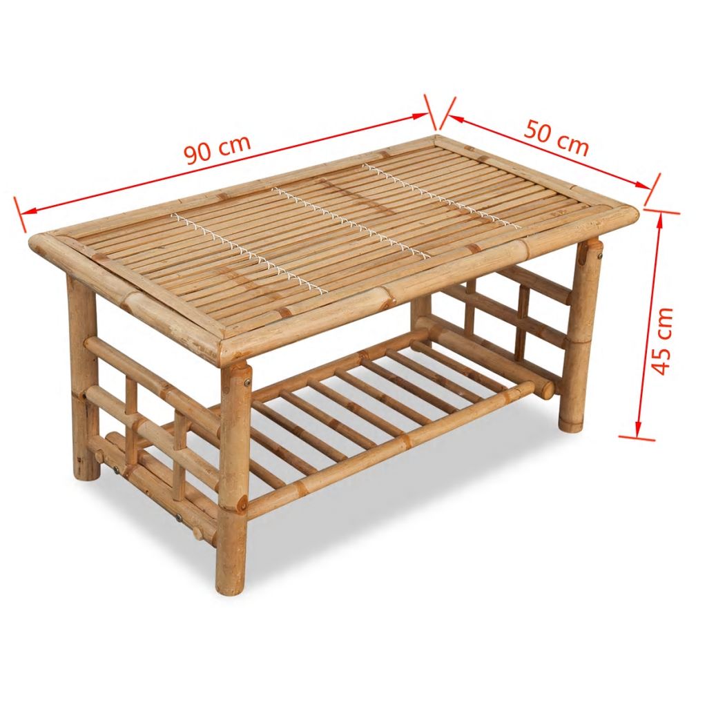 vidaXL Coffee Table Bamboo 90x50x45 cm - House of Isabella AU