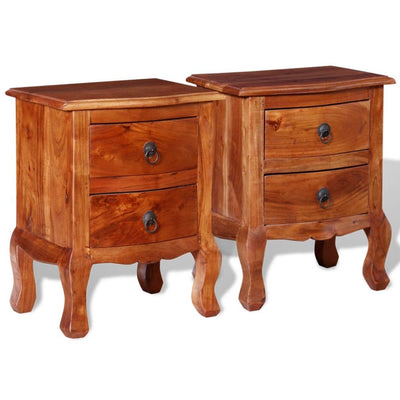 vidaXL Nightstands with Drawers 2 pcs Solid Acacia Wood - House of Isabella AU
