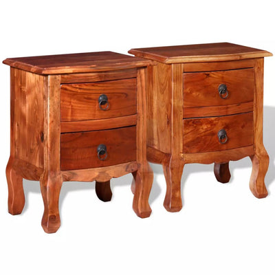 vidaXL Nightstands with Drawers 2 pcs Solid Acacia Wood - House of Isabella AU