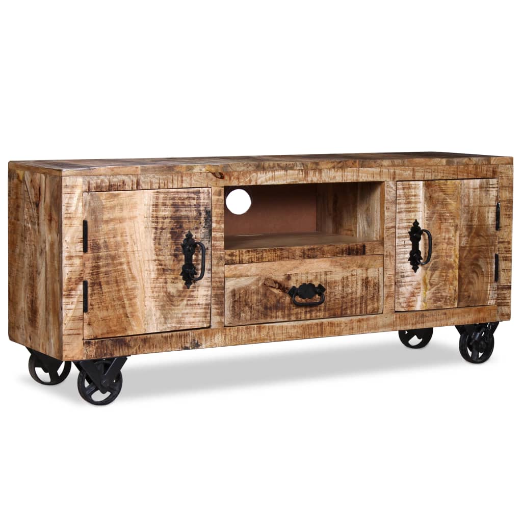 vidaXL TV Cabinet Rough Mango Wood 120x30x50 cm - House of Isabella AU