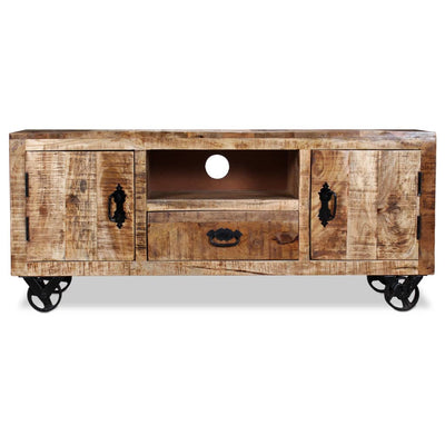 vidaXL TV Cabinet Rough Mango Wood 120x30x50 cm - House of Isabella AU