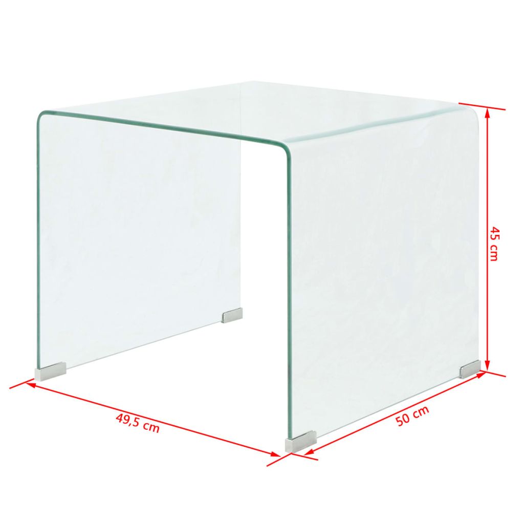 vidaXL Coffee Table Tempered Glass 49.5x50x45 cm Clear - House of Isabella AU