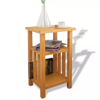 vidaXL End Table with Magazine Shelf 27x35x55 cm Solid Oak Wood - House of Isabella AU