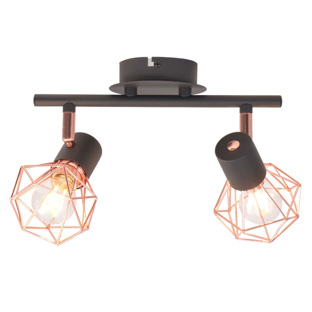 vidaXL Ceiling Lamp with 2 Spotlights E14 Black and Copper - House of Isabella AU