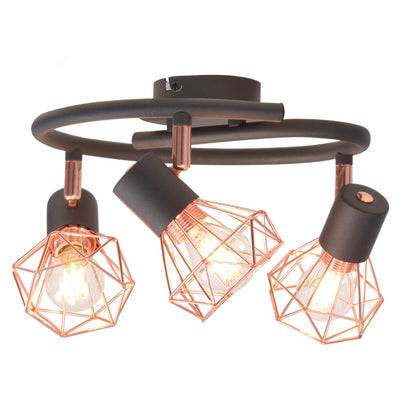 vidaXL Ceiling Lamp with 3 Spotlights E14 Black and Copper - House of Isabella AU