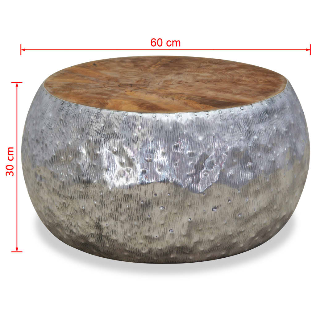 Coffee Table Aluminium Teak 60x60x30 cm